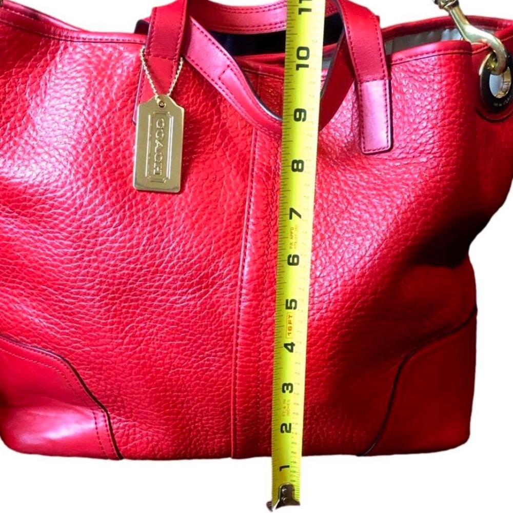 COACH Hadley Luxe Red Tumbled Leather Oversized Shoulder Bag Carry On Tote - Picture 15 of 17